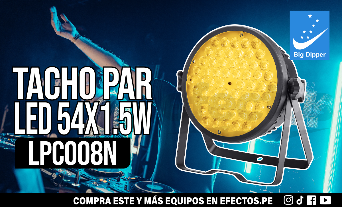 Tacho Par LED 54x1.5W LPC008N RGBW Bigdipper LED Dmx Dj