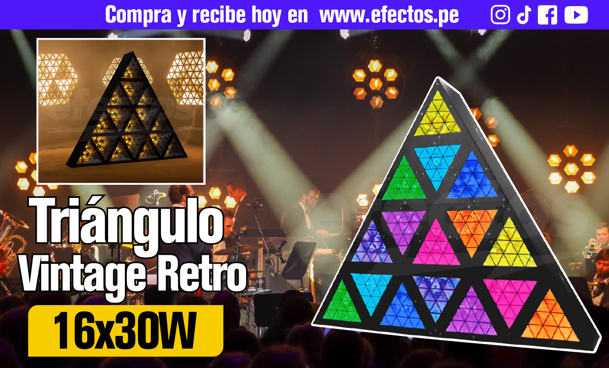 Triangulo Vintage 16x30W RGBW Luces Retro para Discoteca Escenario