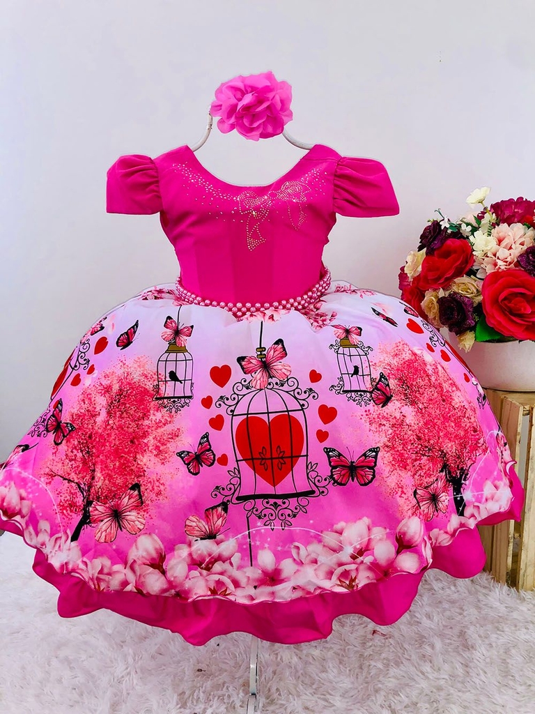 Vestido Infantil Jardim Encantado Com Borboletas