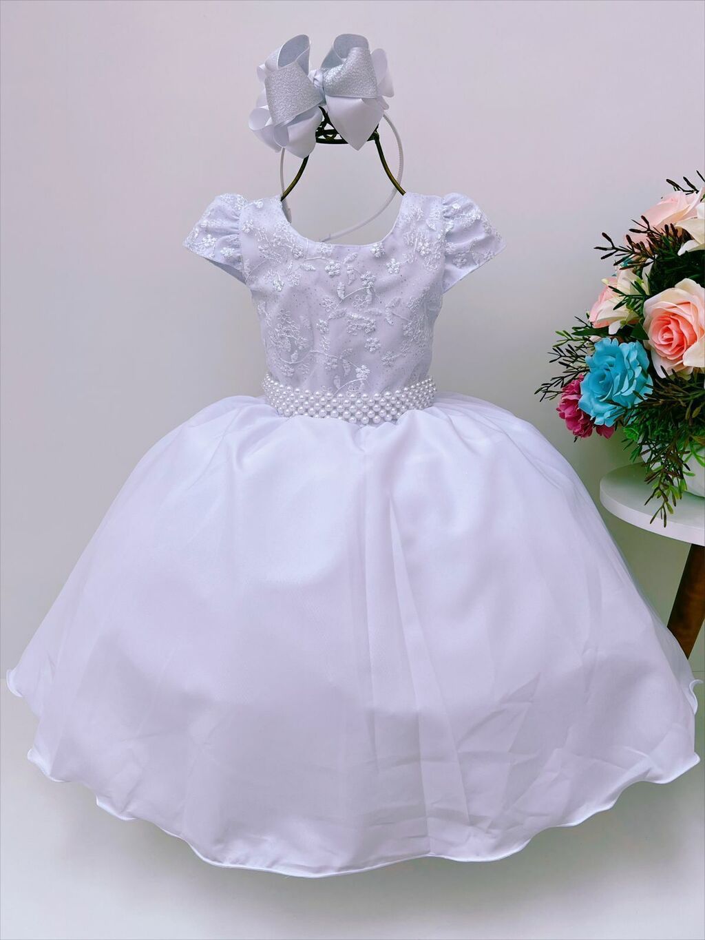 Vestido De Festa Bebê Infantil Luxo Princesa Daminha Batizad