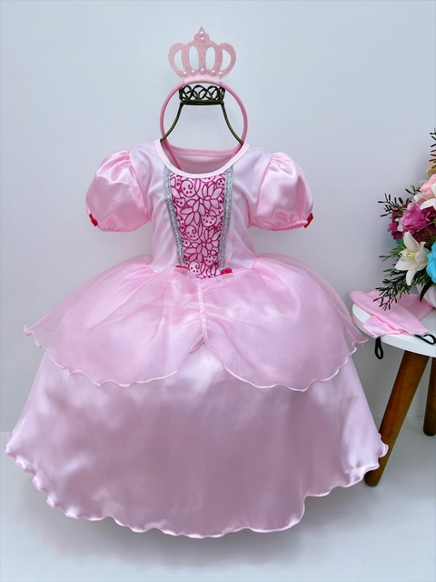 Vestido Festa Fantasia Luxo Princesa Sofia Infantil e Luva G (M)