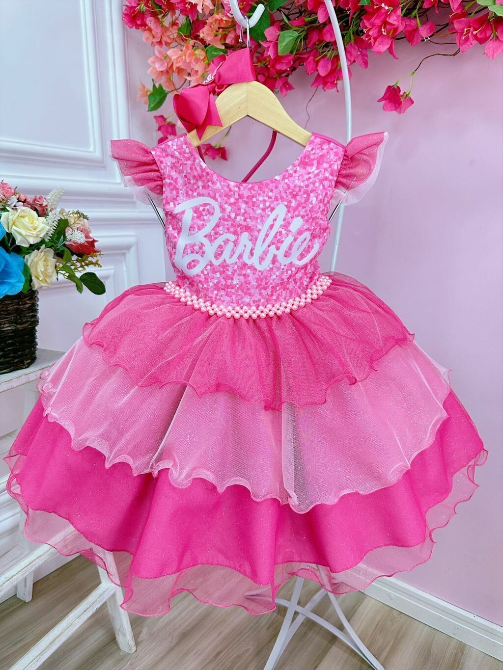 Roupa Da Barbie - Vestido Rosa Corações - Melhor Preço