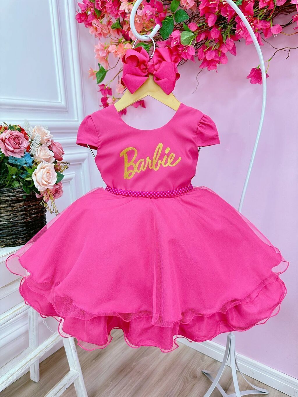 Roupa Da Barbie - Vestido Rosa Corações - Melhor Preço