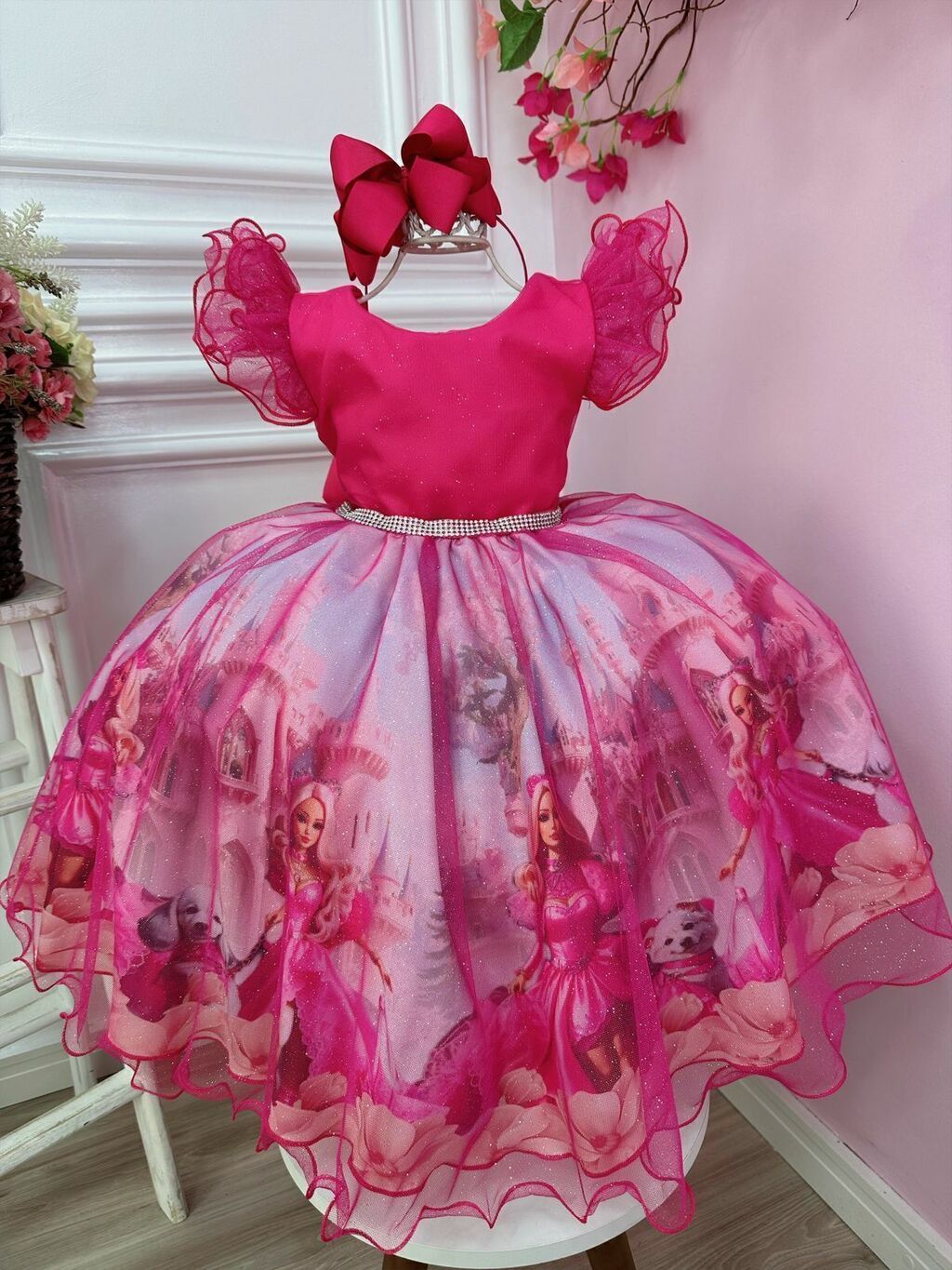 Vestido Barbie Pink Glitter