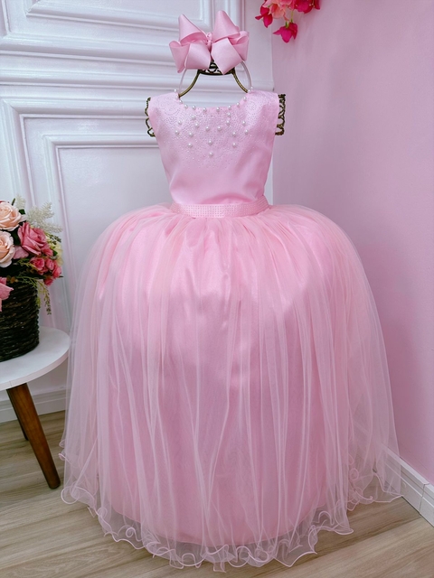 Vestido Infantil Sofia Princesa Lilás Strass Luxo Festas