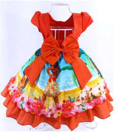 Vestido Fantasia Infantil da Moana 1 a 8 Anos Festa