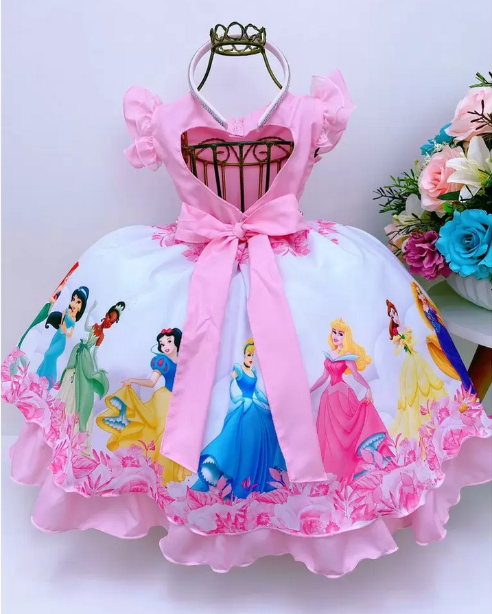 Vestido Infantil de Festa Longo Rosê Luxo Princesa