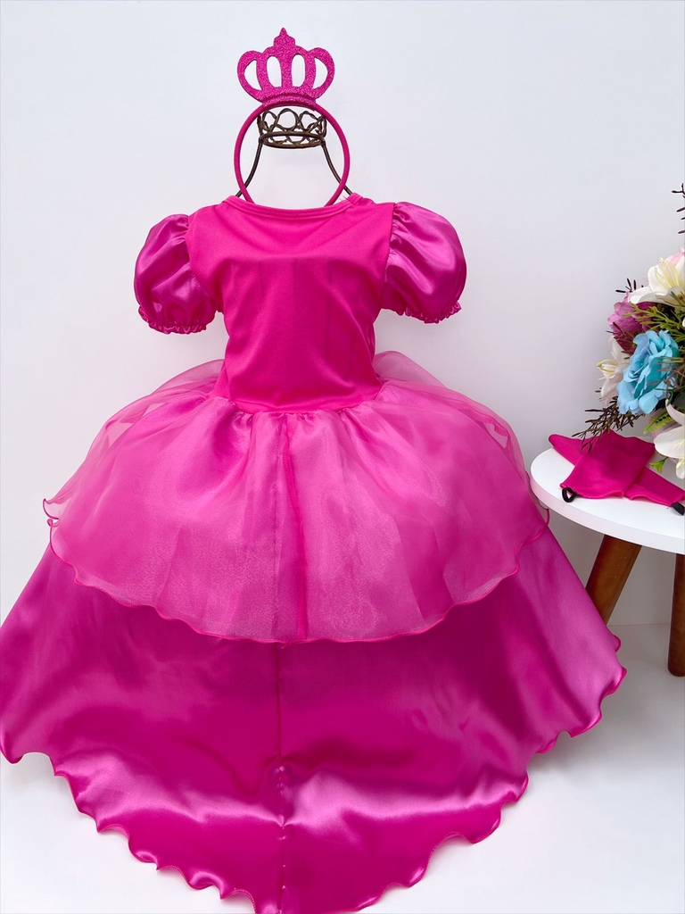 Vestido Festa Fantasia Luxo Princesa Sofia Infantil e Luva G (M