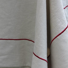 Mantel de lino mezcla con algodón blanco con festón bordado - comprar online