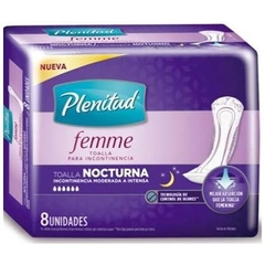 PLENITUD TOALLA FEMENINA NOCTURNA SIN ALAS PAQUETE X8 uds.