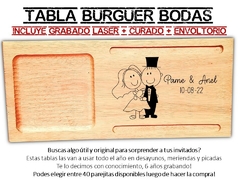 Tabla burguer con grabado laser para bodas wedding casamientos souvenir - tienda online
