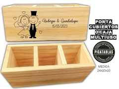 Porta cubiertos cajas multiuso organizadores de madera - PICATABLAS GRABADO LASER