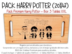 PACK PREMIUM XXL HARRY POTTER - 3 Tablas de asado y picadas con grabado laser. Regalos originales y utilizables.
