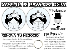 PAQUETE DE 50 CORTES LLAVEROS EN FIBROPLUS 6X6 FRIDA - tienda online