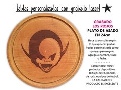 PLATO DE ASADO REDONDO 24CM GRABADO LASER - LOS PIOJOS
