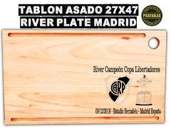 River Plate Libertadores Madrid Tabla de asado madera grabado laser regalos de cumple - comprar online