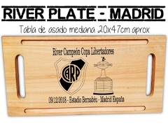 RIVER PLATE MADRID - TABLA DE ASADO MADERA CON GRABADO LASER REGALOS ORIGINALES - PICATABLAS GRABADO LASER