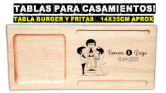 Tabla burger con grabado laser para boda wedding casamientos regalos souvenirs - PICATABLAS GRABADO LASER