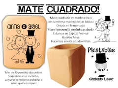 MATE CUADRADO BODA WEDDING CASAMIENTOS GRABADO LASER - PICATABLAS GRABADO LASER
