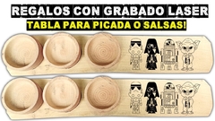 STAR WARS TABLA COPETINERA CON CAZUELAS PARA PICADAS Y SALSAS GRABADO LASER REGALOS - comprar online