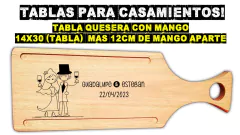 Tabla quesera con mango para picadas y asados grabado laser casamientos boda wedding - PICATABLAS GRABADO LASER