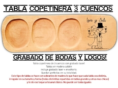COPETINERA DE 3 CUENCOS TABLA DE PICADA WEDDING CASAMIENTOS BODA LOGOS - tienda online
