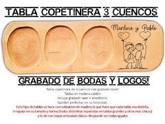 copetinera 3 cuencos tabla de madera boda logos regalos - PICATABLAS GRABADO LASER