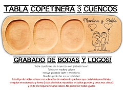 copetinera 3 cuencos tabla de madera boda logos regalos - tienda online