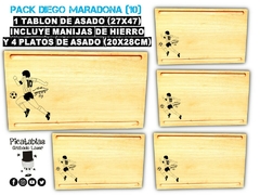 Maradona Pack de asado con grabado laser futbol seleccion Argentina - PICATABLAS GRABADO LASER