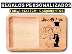 Tabla de picadas wedding boda casamientos grabado laser 14x23cm - comprar online