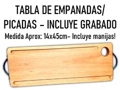 Tabla de empanadas asado y picadas con grabado laser logos empresariales - comprar online
