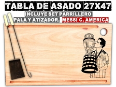 Messi seleccion argentina tabla de asado parrilla asador madera grabado laser regalos de cumpleaños - comprar online