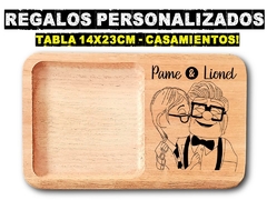 Tabla de picada meriendas y asado con grabado laser wedding boda casamientos