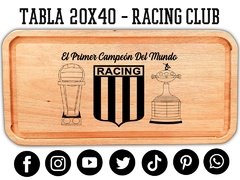 RACING CLUB DE AVELLANEDA - TABLA DE ASADO PICADA MERIENDAS 20X40 - REGALOS ORIGINALES DE CUMPLEAÑOS - PICATABLAS GRABADO LASER