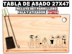 Don Gato y su Pandilla tabla de asado con grabado laser regalos de cumpleaños asado parrilla amigos - PICATABLAS GRABADO LASER