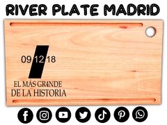 RIVER PLATE MADRID TABLON PARA ASADOS CON GRABADO LASER - PICATABLAS GRABADO LASER