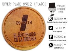PLATO DE ASADO REDONDO - RIVER PLATE 24CM - MADRID - PICATABLAS GRABADO LASER
