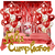 Kit Globos Metálicos Confeti Cumpleaños Rojo