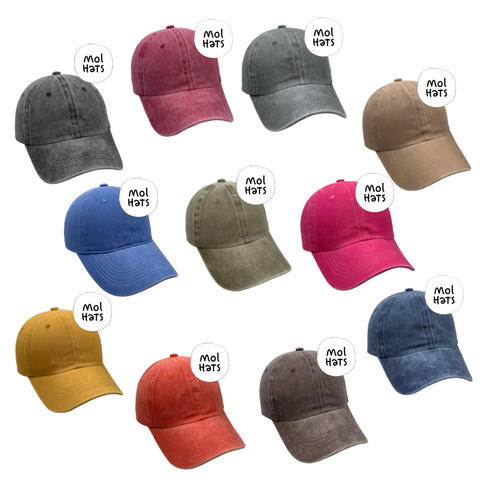 Gorra Clásica de Denim Lavado (tipo Gastado) 1 Color Pleno