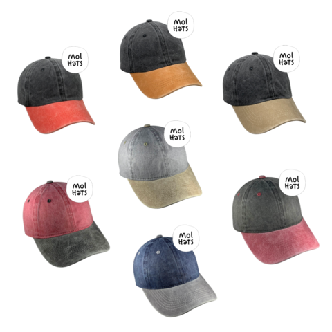 Gorra Clásica de Denim Lavado (tipo Gastado) 2 Colores Combinados