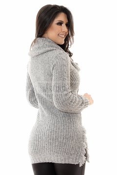 Blusa long tricot cor cinza - REF 201940 - Estilo C