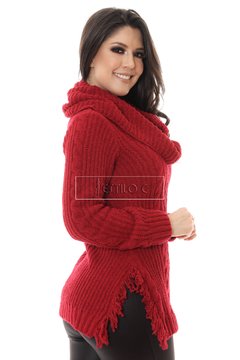 Blusa long tricot cor vermelho intenso - REF 201941 - Estilo C