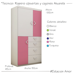 Ropero c/puertas y cajones Akuarela - comprar online