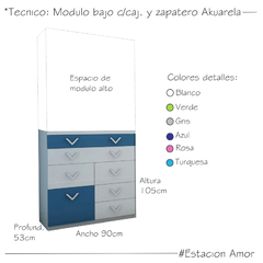 Modulos Bajo c/cajones y zapatero Akuarela - comprar online