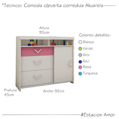 Comoda c/pta. corrediza Akuarela - comprar online