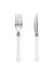 set de tenedores/cuchillo x 8 elegantes plateadas mango blancas