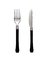 set de tenedores/cuchillo x 8 elegantes plateadas mango Negro
