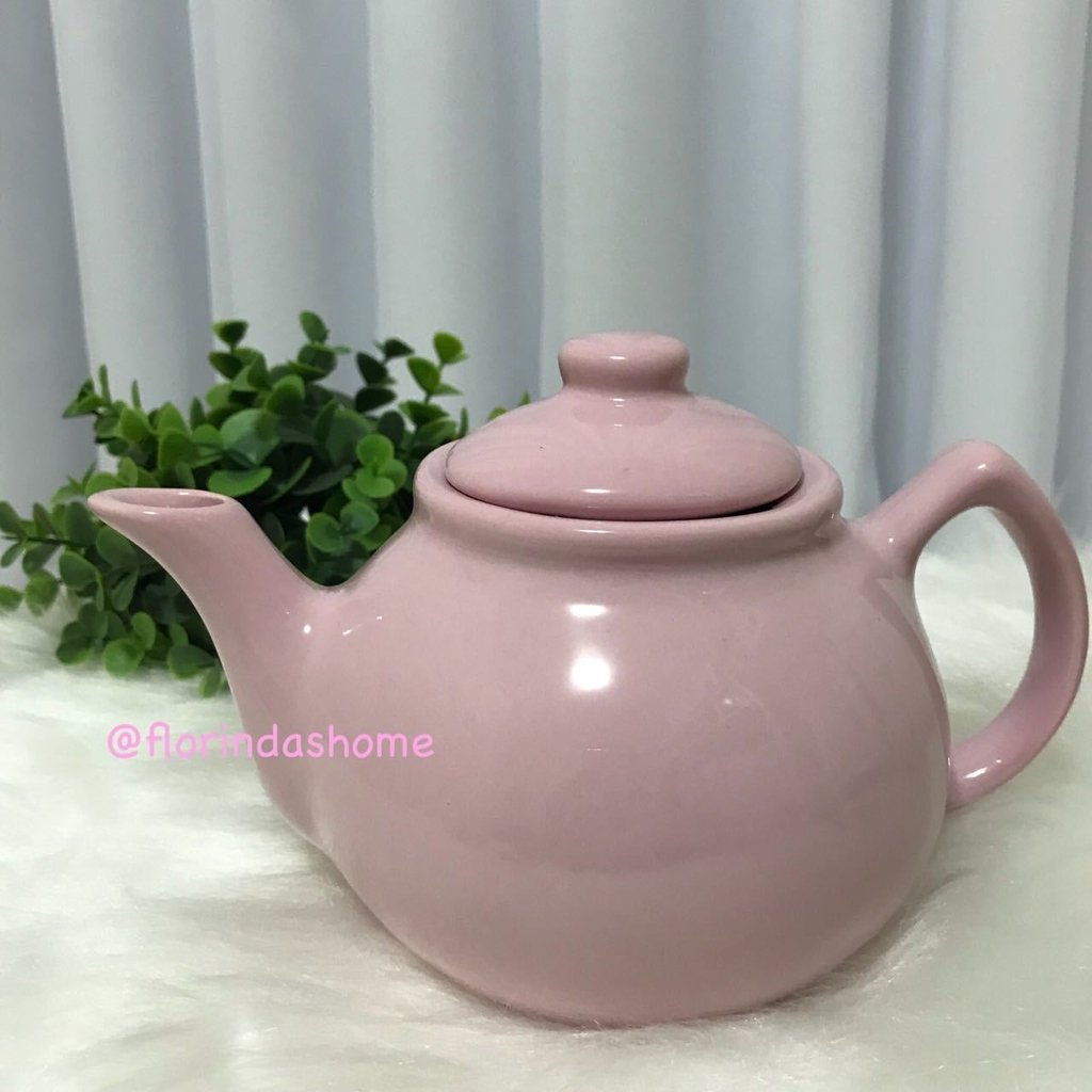 Conjunto De Chá Em Porcelana Com Bule Rosa 700 Ml