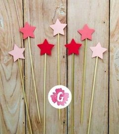 Toppers Adornos Estrella Y Corazones Dorados Tortas - Guinda Decoración