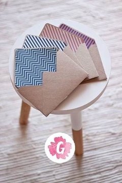 10 Sobres Papel Kraft Madera Forrados Impreso Textura Trama